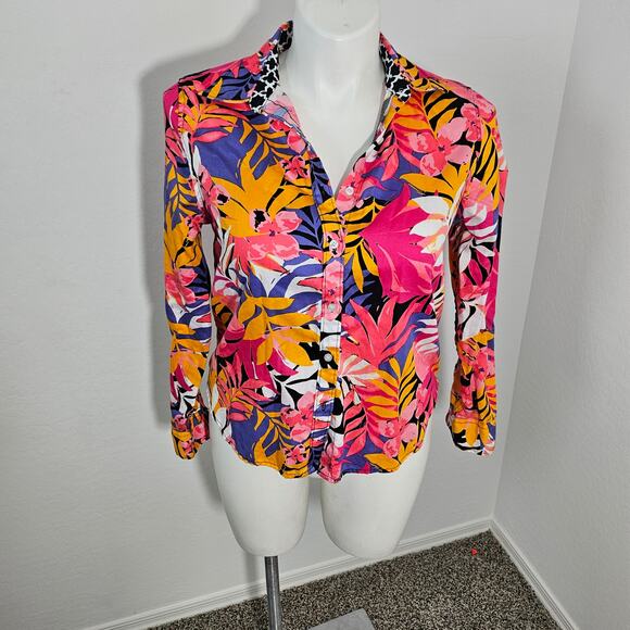 Ruby Rd Tropical Fern Print Wrinkle Resistant Shirt - 14P - Picture 3 of 10